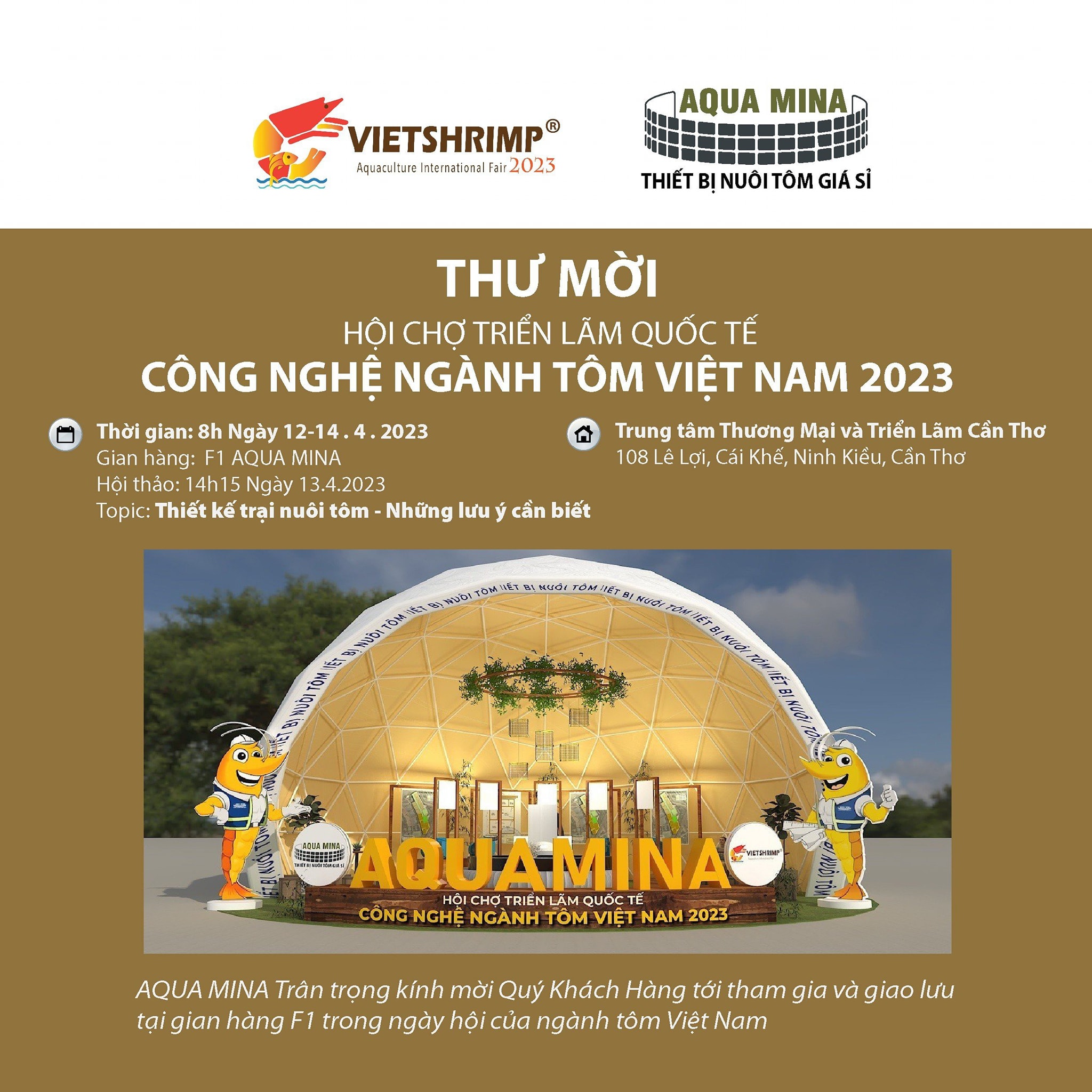 Thư mời tham quan gian hàng Aquamina tại VietShrimp 2023