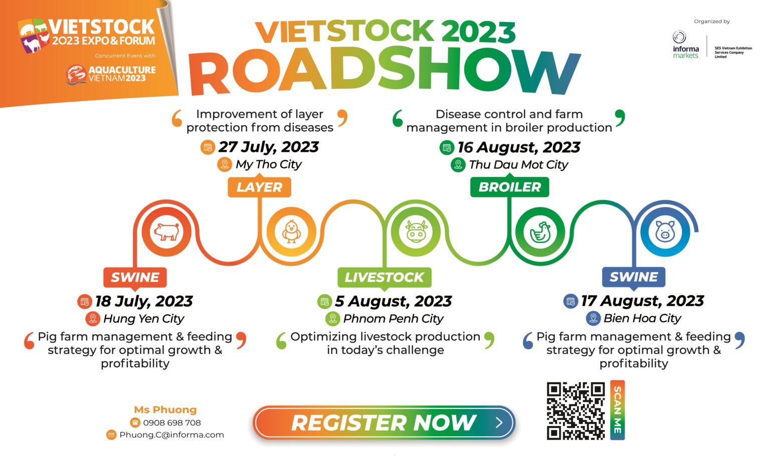 Before the exhibition on October 11-13, Vietstock officially launched 05 specialized roadshows in July and August in the livestock provinces: Hung Yen, Tien Giang, Binh Duong, Dong Nai and especially Phnom Penh, Cambodia.